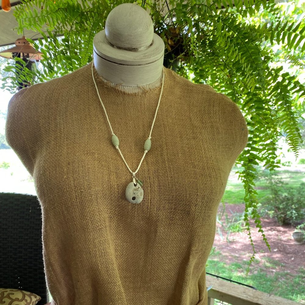 Hagstone Necklace, carved jadeite beads